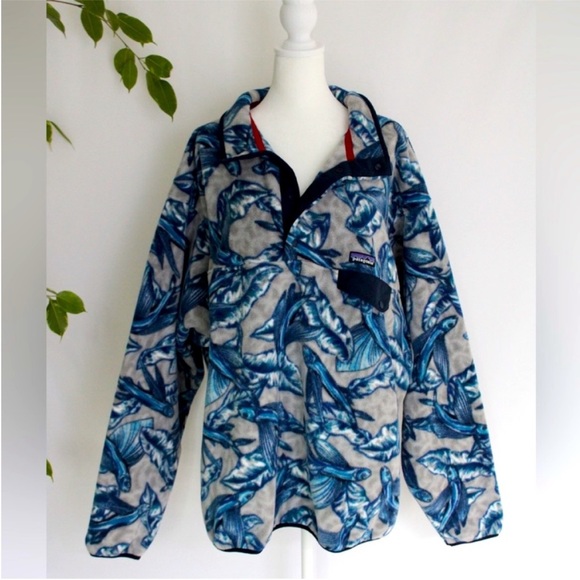 Patagonia Other - Patagonia Synchilla Snap-T Fleece Pullover Hawaiian
Fish Drifter Grey Blue XXL